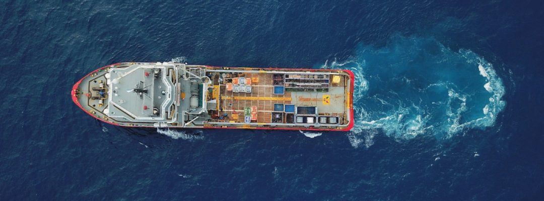 Aerial,View,Of,A,Offshore,Vessel,Or,Barge.,The,Vessel